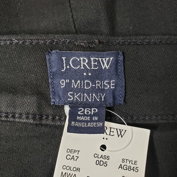 J. Crew | NWT Petite 9" Mid-Rise Black Skinny Jean in Signature Stretch 26P - Picture 7 of 9